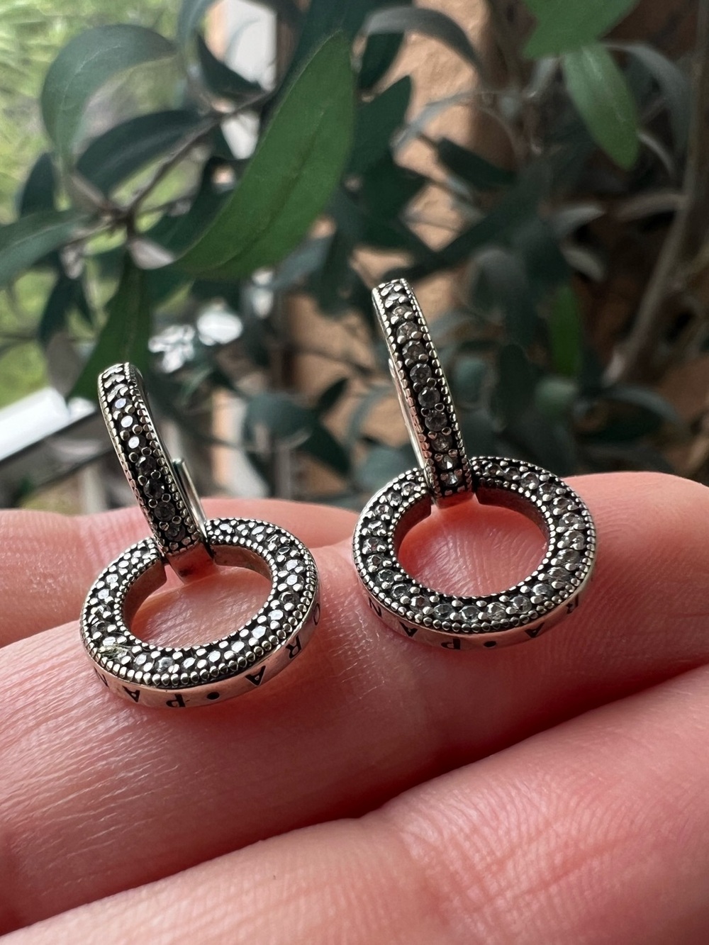 Sparkling Double Hoop Earrings - Picture 6 of 12